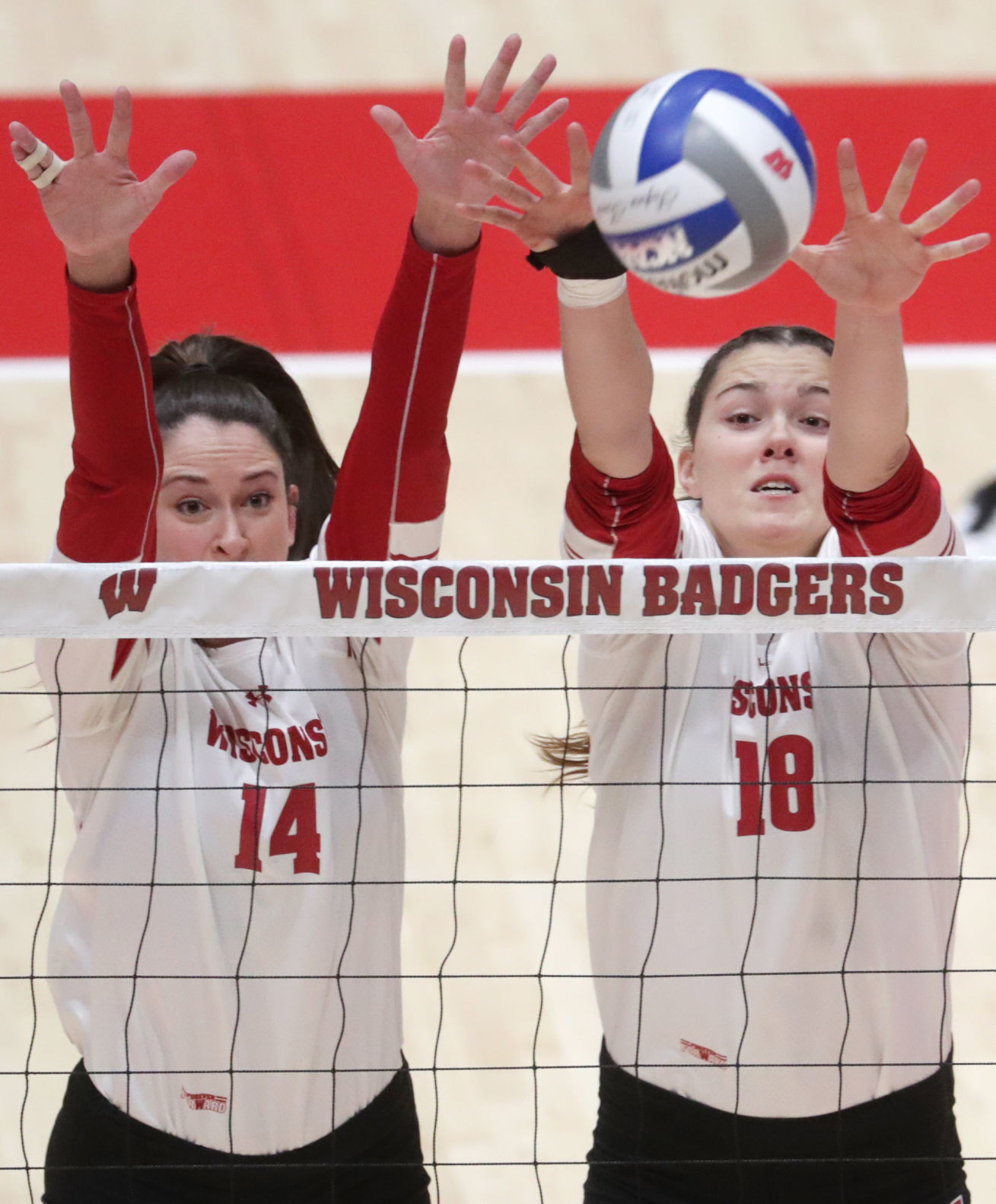 Wisconsin competes against Maryland in a women's volleyball match at the UW Field House